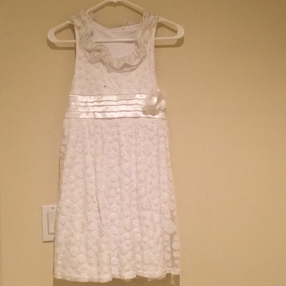Girls white formal sparkly dress